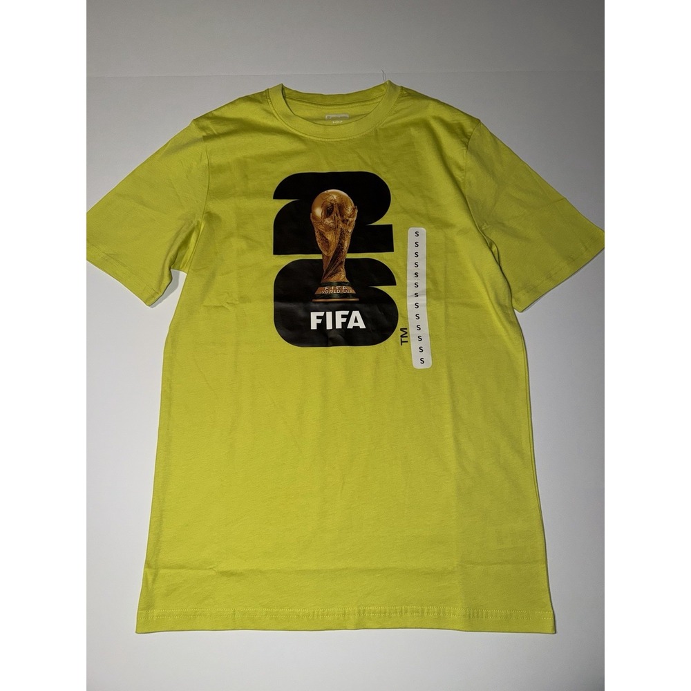 FIFA World Cup 2026 Men T-Shirt Small Yellow Trophy Cotton Soccer Novelty NEW